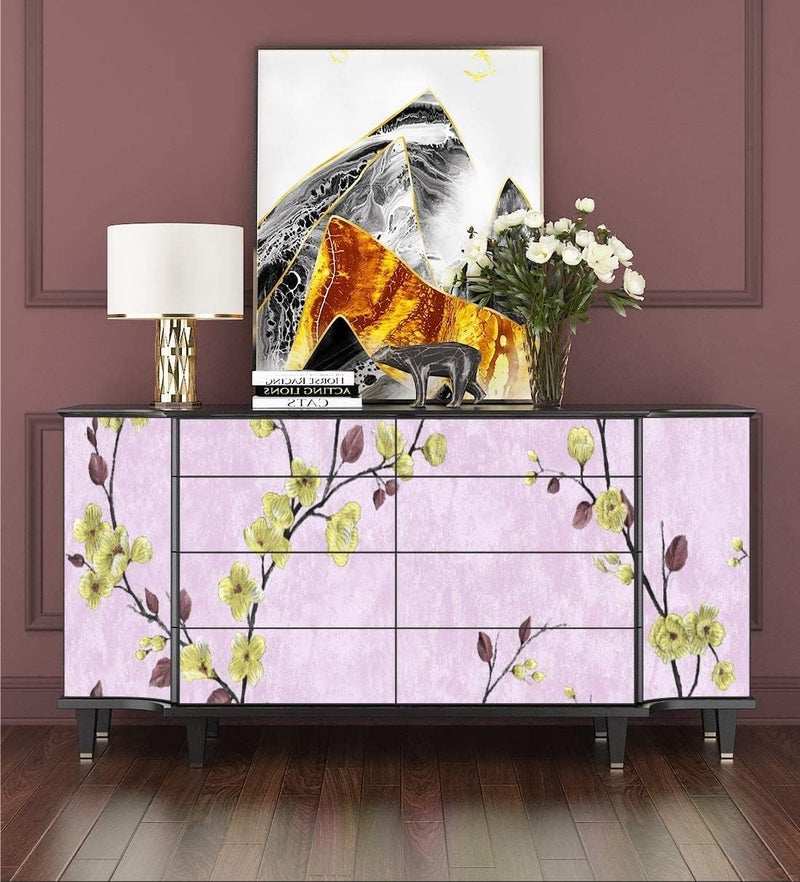 ELTON DIY Wall Paper/Wall Sticker Self Adhesive Nature Floral Elegant Living Room Bed Decoration Interior Exterior Easily Removable Furniture Film (45 x 300 Cms, Breezy Spring Leaves Pink, EL112) - Image 5