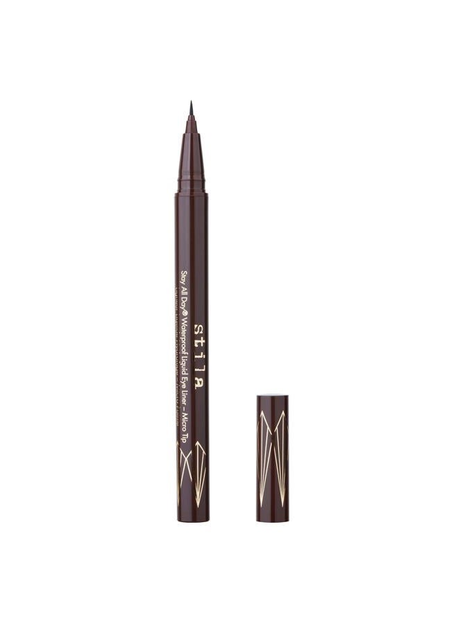 stila محدد عيون سائل مقاوم للماء يدوم طوال اليوم - بني داكن - طرف دقيق - يجف بسرعة 1 عدّ (عبوة من 1) - Image 1