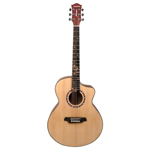 Kadence FR77NA Frontier 40" Acoustic Guitar | Grand Auditorium Cutaway | Special Fret Inlays | Spruce Wood | Comes with Bag | Includes Learning Course | Natural - Image 2
