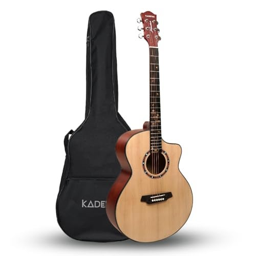 Kadence FR77NA Frontier 40" Acoustic Guitar | Grand Auditorium Cutaway | Special Fret Inlays | Spruce Wood | Comes with Bag | Includes Learning Course | Natural - Image 1