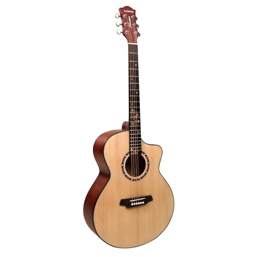 Kadence FR77NA Frontier 40" Acoustic Guitar | Grand Auditorium Cutaway | Special Fret Inlays | Spruce Wood | Comes with Bag | Includes Learning Course | Natural - Image 3