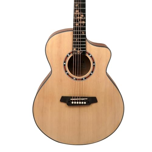 Kadence FR77NA Frontier 40" Acoustic Guitar | Grand Auditorium Cutaway | Special Fret Inlays | Spruce Wood | Comes with Bag | Includes Learning Course | Natural - Image 4