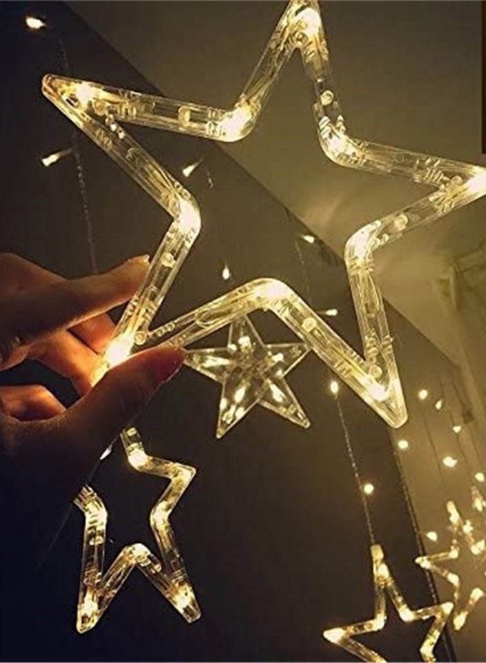 RollsTimi  LED String Lights Fairy Five Pointed Star Shape Curtain Lights Ramadan Gift Curtain Decorations String Lights 2.5M - Image 1
