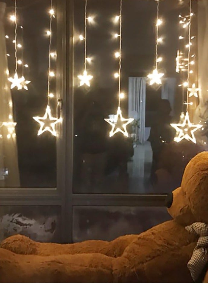 RollsTimi  LED String Lights Fairy Five Pointed Star Shape Curtain Lights Ramadan Gift Curtain Decorations String Lights 2.5M - Image 4