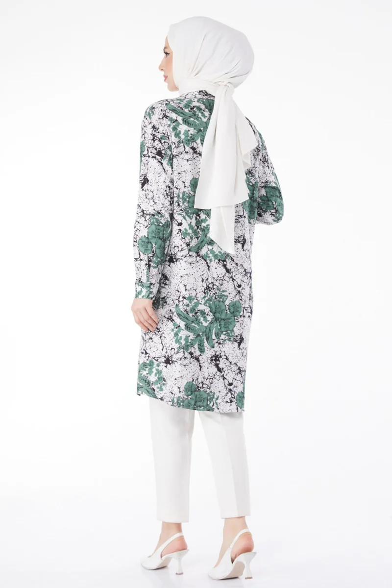 Tofisa Plain Shirt Collar Women's Khaki Patterned Tunic - 25042