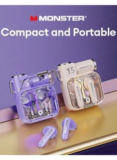 Monster Monster XKT15 Wireless Bluetooth Earbuds Gaming Headphones Deep Bass Low Latency Game Headset with Built in Microphone Noise Canceling Comfortable to wear Violet  - Image 2