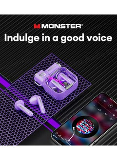 Monster Monster XKT15 Wireless Bluetooth Earbuds Gaming Headphones Deep Bass Low Latency Game Headset with Built in Microphone Noise Canceling Comfortable to wear Violet  - Image 3