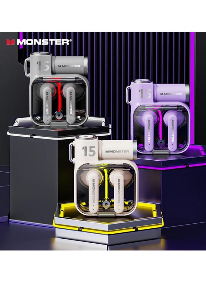 Monster - Monster XKT15 Wireless Bluetooth Earbuds Gaming Headphones Deep Bass Low Latency Game Headset with Built in Microphone Noise Canceling Comfortable to wear Violet - Image 1