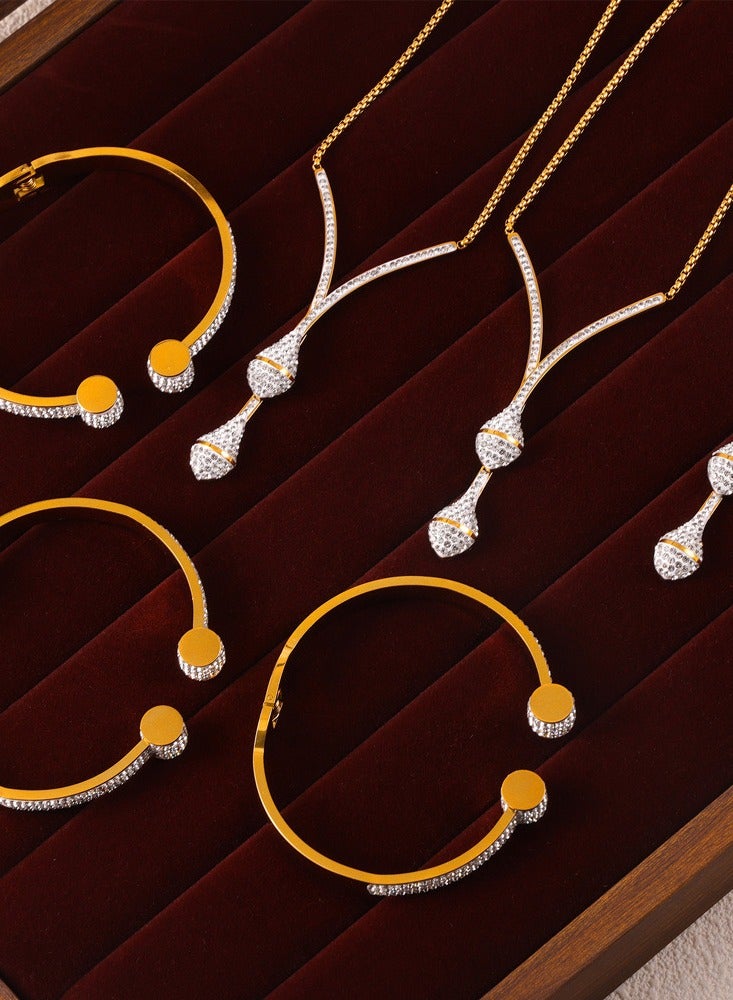 JOOLI Jewelry Set New Necklace and Bracelet Exclusive Elegant Jewellery for Women Ladies Fashion Accessories Gold Fine Girls Shiny Waterproof Noble Bangles Stylish 2024 Summer - Image 3