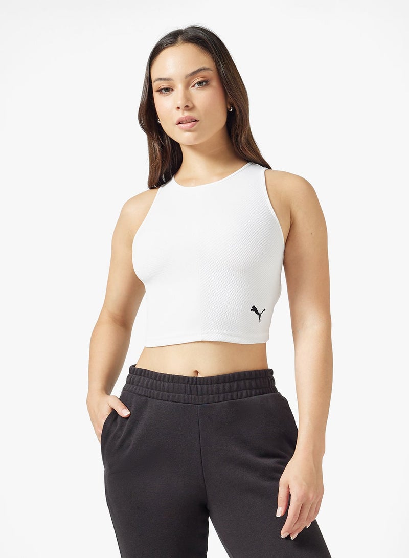 PUMA Wardrobe Essential Ribbed Cropped T-Shirt - Image 1