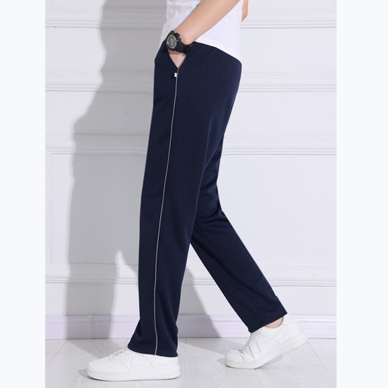 One Bar School Uniform Pants Thin Grey Strip Dark Blue Two Fluorescent Bar Straight Pants Student Reflective Strip School Pants - Image 4
