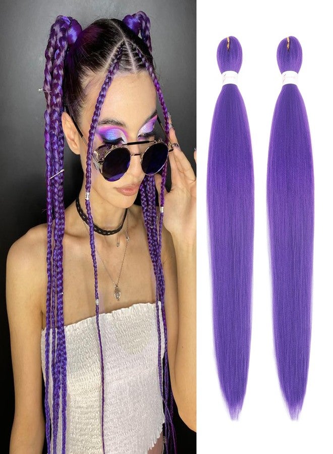 Bileaf Purple Braiding Hair Pre Stretched 30 Inch - Purple Hair Extensions for Braids Long Synthetic Yaki Braiding Hairs DIY Braids Ponytail for Stage Party Halloween Cosplay 2 Pack - Image 1