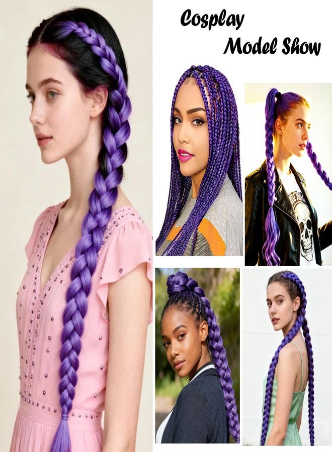 Bileaf Purple Braiding Hair Pre Stretched 30 Inch - Purple Hair Extensions for Braids Long Synthetic Yaki Braiding Hairs DIY Braids Ponytail for Stage Party Halloween Cosplay 2 Pack - Image 5