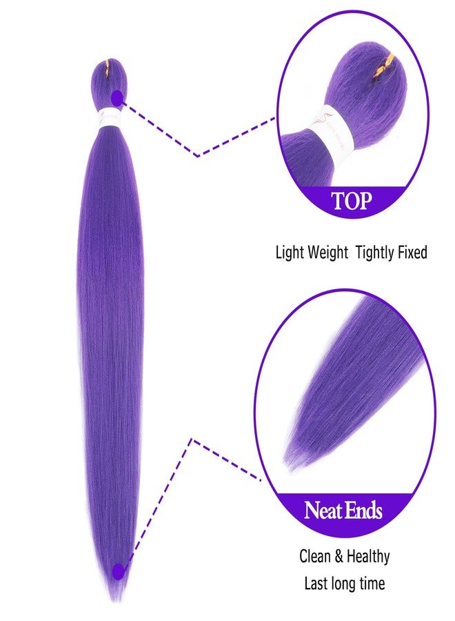 Bileaf Purple Braiding Hair Pre Stretched 30 Inch - Purple Hair Extensions for Braids Long Synthetic Yaki Braiding Hairs DIY Braids Ponytail for Stage Party Halloween Cosplay 2 Pack - Image 2