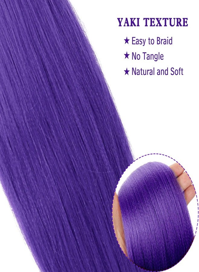 Bileaf Purple Braiding Hair Pre Stretched 30 Inch - Purple Hair Extensions for Braids Long Synthetic Yaki Braiding Hairs DIY Braids Ponytail for Stage Party Halloween Cosplay 2 Pack - Image 3