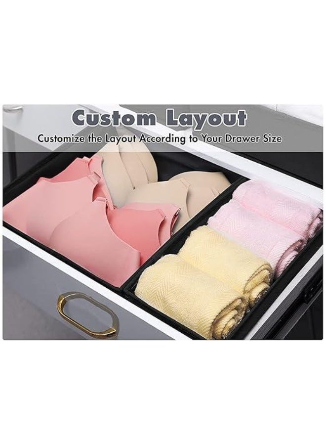 DUNISO 12 Pcs Clothes Drawer Organisers，Foldable Underwear Drawer Organizer and Closet Dividers，Storage Dresser Drawer Dividers，for Clothes, Socks, Bras, Underwear, Towels, Leggings, Jeans and Sweaters，Black - Image 3