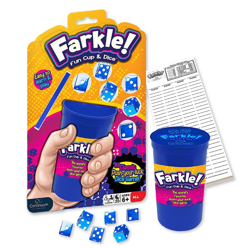 Continuum Games Farkle Fun Cup and Dice The Worlds Favorite Classic Push Your Luck Dice Game Includes Rolling Dice Cup 6 Dice and Scorepad Ages 6 and up - Image 2