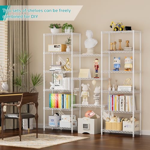 SINGAYE 8 Tier Shelf Organizer Storage Metal Shelves Garage Wire Shelving Unit Pantry Rack Adjustable Standing Storage for Kitchen Closet Laundry Bathroom Pantry 12" D x 22" W x 74" H White - Image 4