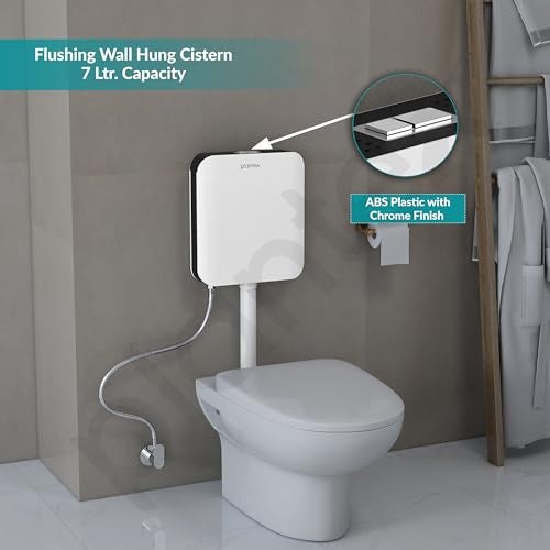 Plantex Cistern Flush Tank/Dual & SlimTone 7Ltr Water Capacity Polypropylene/Commode Flush Tank for Bathroom with Internal Accessories Pack of 1 (Black & White) - Image 2
