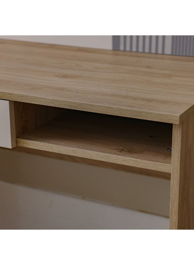 DANUBE HOME مكتب دراسة زيتا بدرج واحد مع رف - أبيض فاتح ورمادي - أثاث مكتبي أنيق للمنزل والعمل - خشب مصنّع - الحجم: L100.2 x W55 x H149.5 سم - مكتب مثالي للمكتب - Image 5