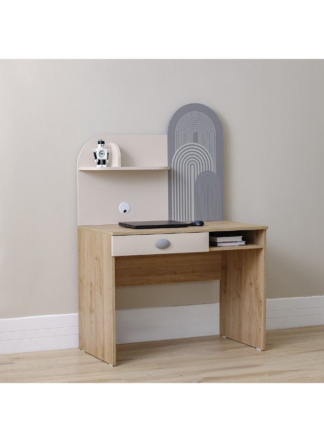 DANUBE HOME مكتب دراسة زيتا بدرج واحد مع رف - أبيض فاتح ورمادي - أثاث مكتبي أنيق للمنزل والعمل - خشب مصنّع - الحجم: L100.2 x W55 x H149.5 سم - مكتب مثالي للمكتب - Image 1