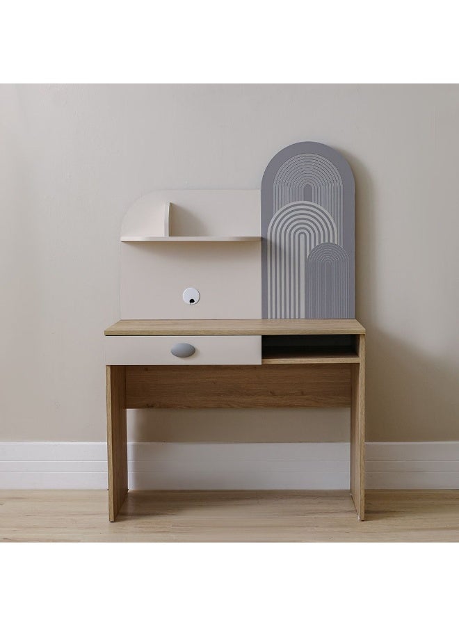 DANUBE HOME مكتب دراسة زيتا بدرج واحد مع رف - أبيض فاتح ورمادي - أثاث مكتبي أنيق للمنزل والعمل - خشب مصنّع - الحجم: L100.2 x W55 x H149.5 سم - مكتب مثالي للمكتب - Image 2
