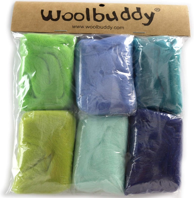 Woolbuddy Needle Felting Wool, Natural Handmade Wool Roving, 6 Vibrant Colors with Instructions (Wool Bag Spring) - Image 1