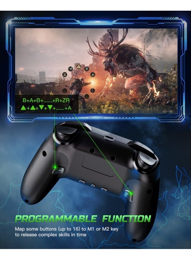 Switch Controller Wireless, Pro Controllers Compatible With Switch Lite/OLED/PC, One-Key Pairing Gamepad With 9-Color RGB LEDs 800mAh Battery 6-Axis Motion Wake Up Function - Lightning - Image 3