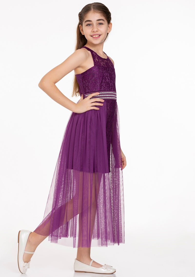 Ahengim AHENGİM GIRL CHILDREN'S EVENING DRESS GIRL'S PEARL STONE TULLE GIRL'S EVENING DRESS AK2229  - Image 3