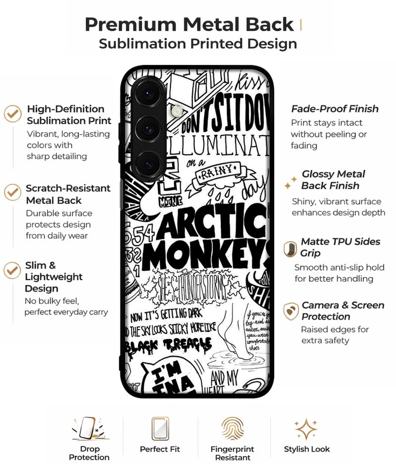 Casotec Arctic Monkeys Pattern Design Premium 2D Printed Metal Back Case Cover for Samsung Galaxy M35 5G - Image 2