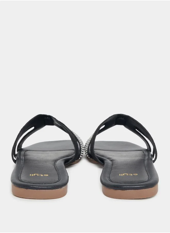 ستايلي Rhinestone Decor Flat Sandals