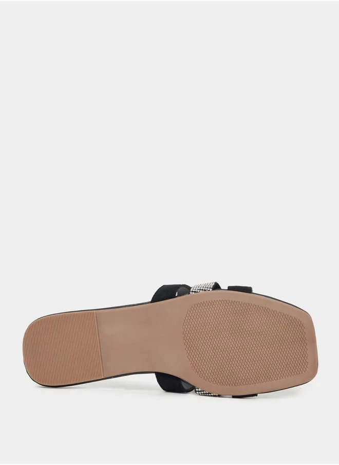 ستايلي Rhinestone Decor Flat Sandals