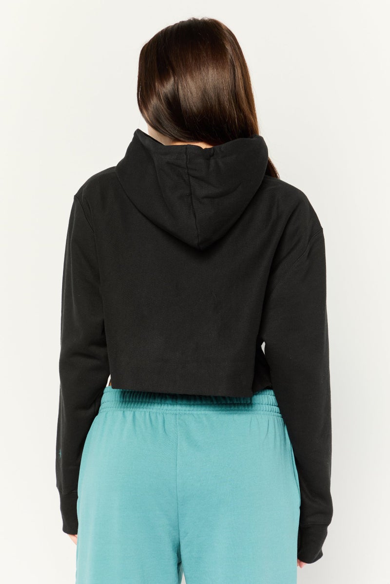 Champion Women Sportswear Fit Long Sleeve Outdoor  Cropped Sweatshirt, Black - Image 4