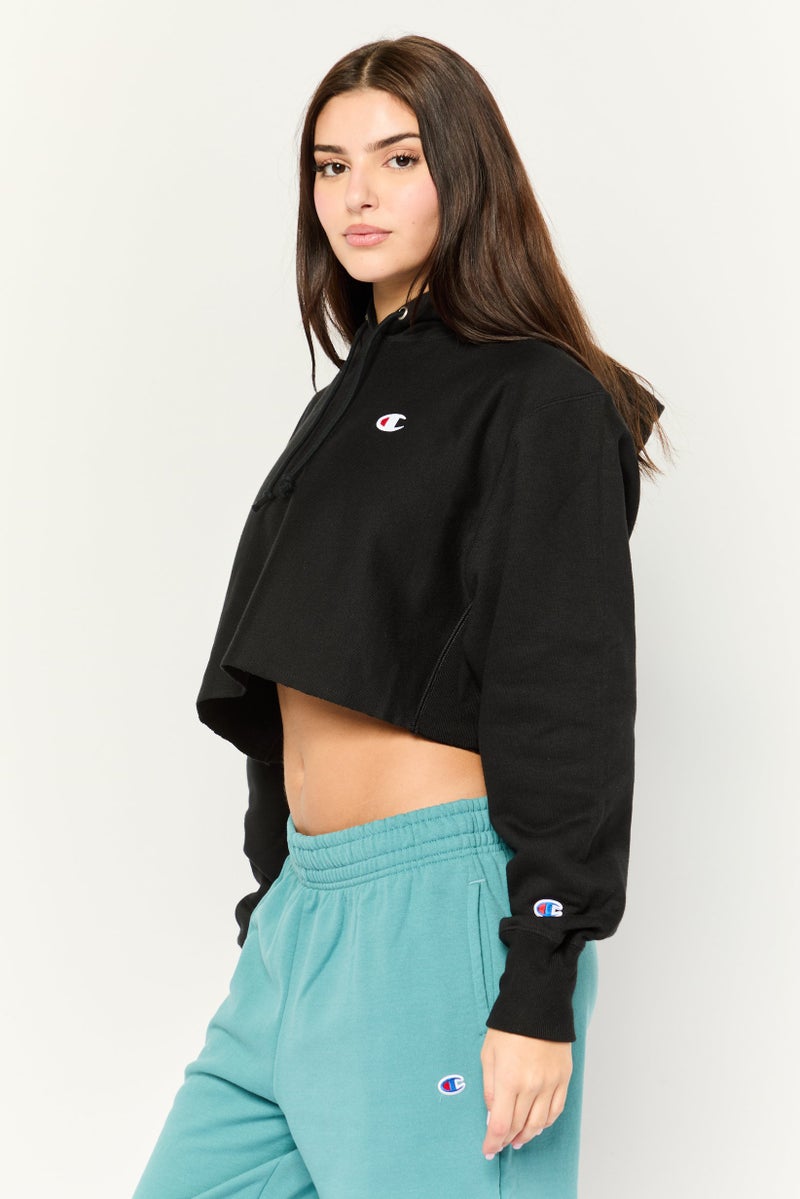 Champion Women Sportswear Fit Long Sleeve Outdoor  Cropped Sweatshirt, Black - Image 2
