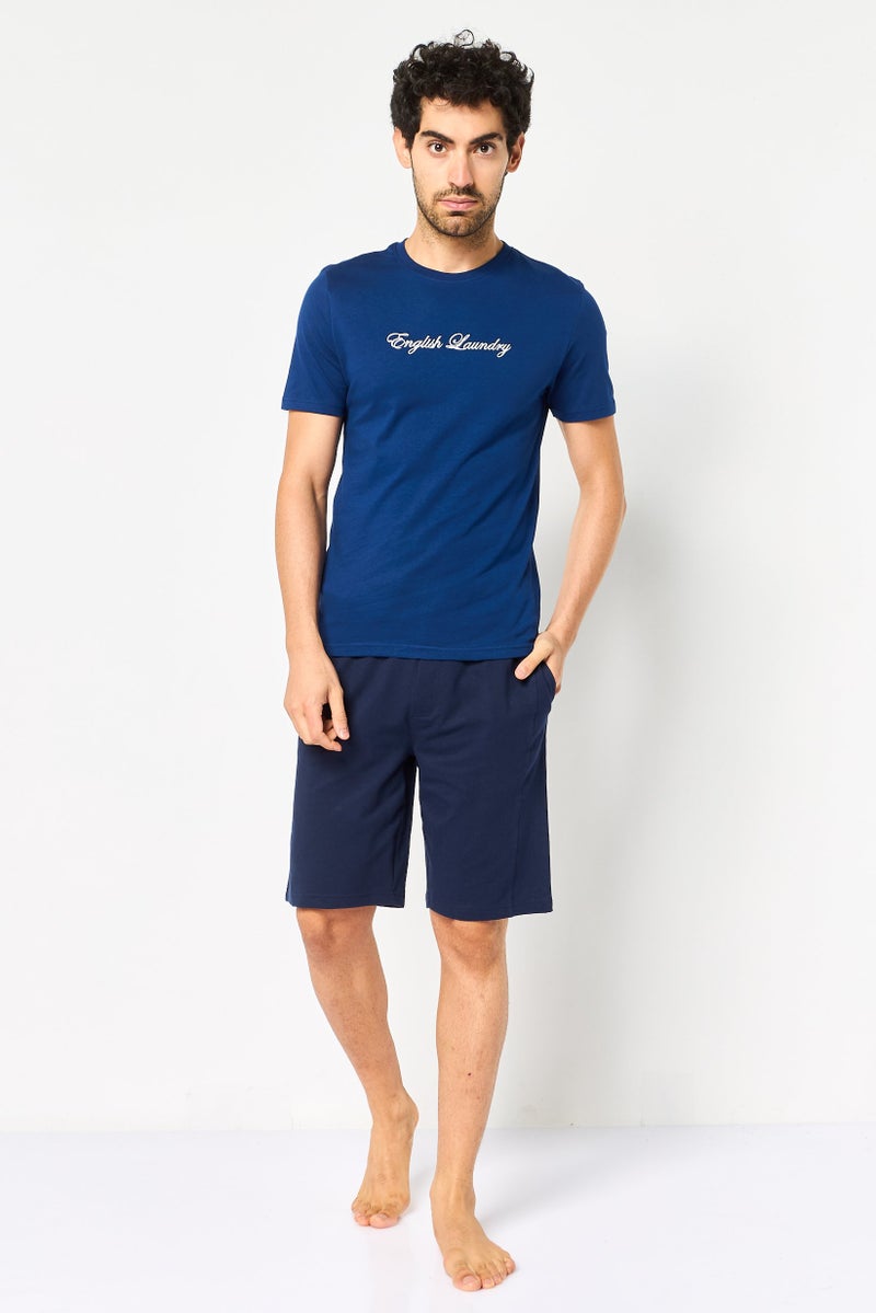 English Laundry Men 2 Pieces Embroidered Logo T-Shirt And Pajama Shorts Set, Multicolor - Image 1