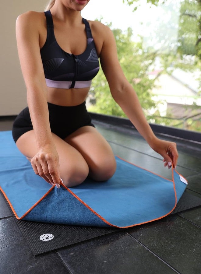 Eunzel Hot Yoga Towel Non-Slip Yoga Mat Towel Ultra-Absorbent Microfiber Towel for Hot Yoga, Pilates，Bikram and Workout 26.5"x 72", Navy/Orange - Image 4