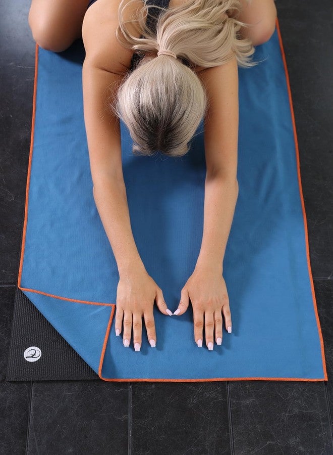 Eunzel Hot Yoga Towel Non-Slip Yoga Mat Towel Ultra-Absorbent Microfiber Towel for Hot Yoga, Pilates，Bikram and Workout 26.5"x 72", Navy/Orange - Image 5