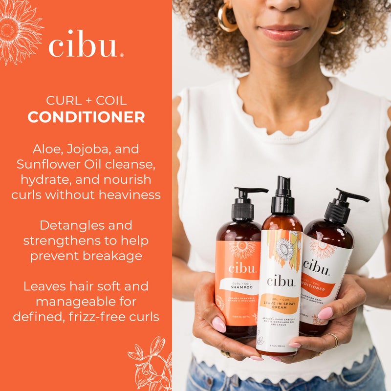 CIBU Curl + Coil Conditioner Cleanses, Hydrates, Revitalizes, Detangles & Preserves Natural Curl + Coil for Frizz-Free Smooth Manageable Hair (Conditioner, 350ml) - Image 4