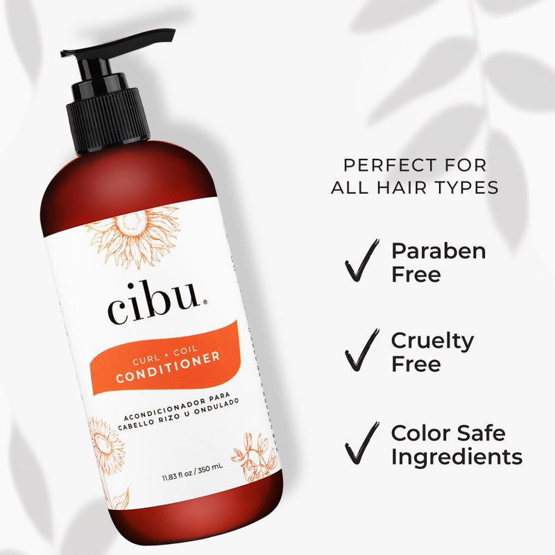 CIBU Curl + Coil Conditioner Cleanses, Hydrates, Revitalizes, Detangles & Preserves Natural Curl + Coil for Frizz-Free Smooth Manageable Hair (Conditioner, 350ml) - Image 3