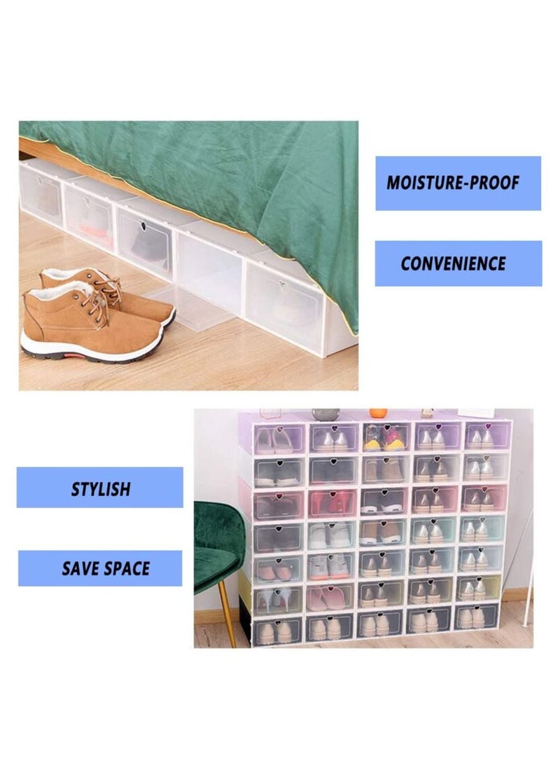 Cool Baby Storage box Shoe box Shoe Storage box Transparent Shoe box Foldable Plastic drawer Stackable Storage Cabinet, 12PCS White  - Image 2