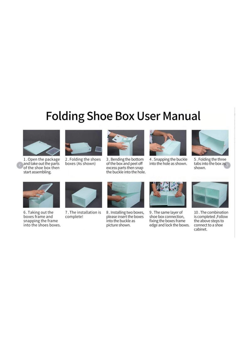 Cool Baby Storage box Shoe box Shoe Storage box Transparent Shoe box Foldable Plastic drawer Stackable Storage Cabinet, 12PCS White  - Image 5