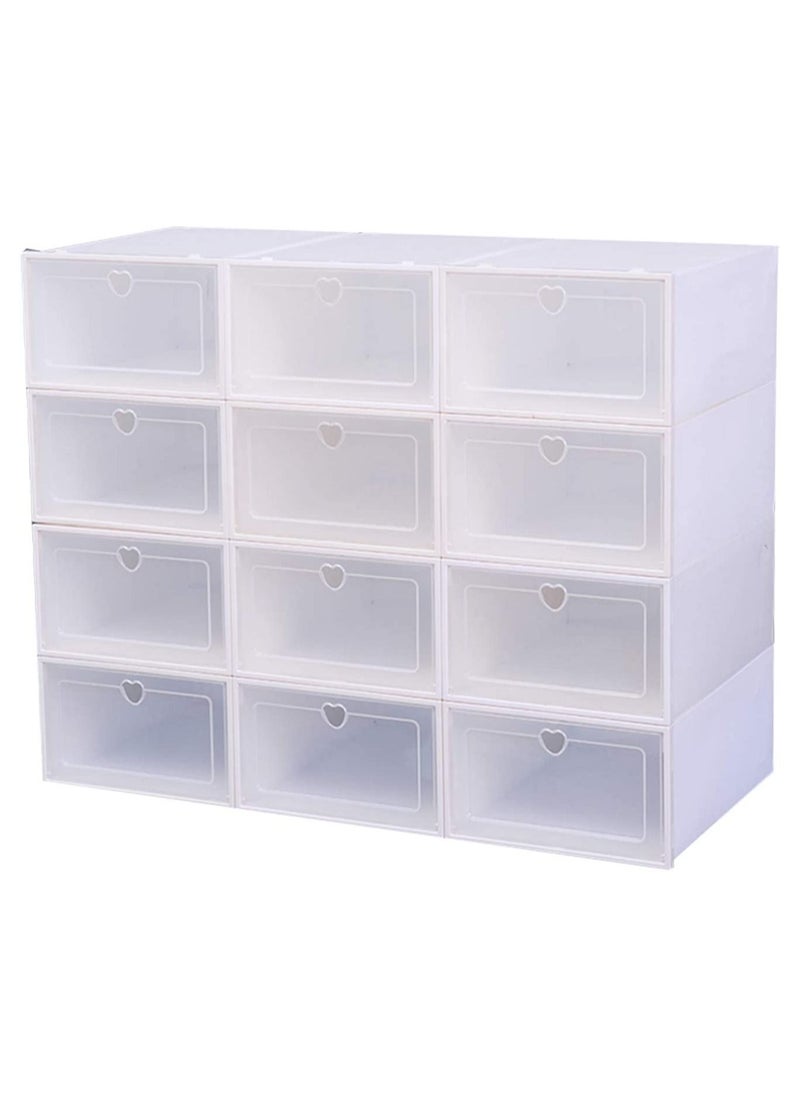 Cool Baby Storage box Shoe box Shoe Storage box Transparent Shoe box Foldable Plastic drawer Stackable Storage Cabinet, 12PCS White  - Image 1