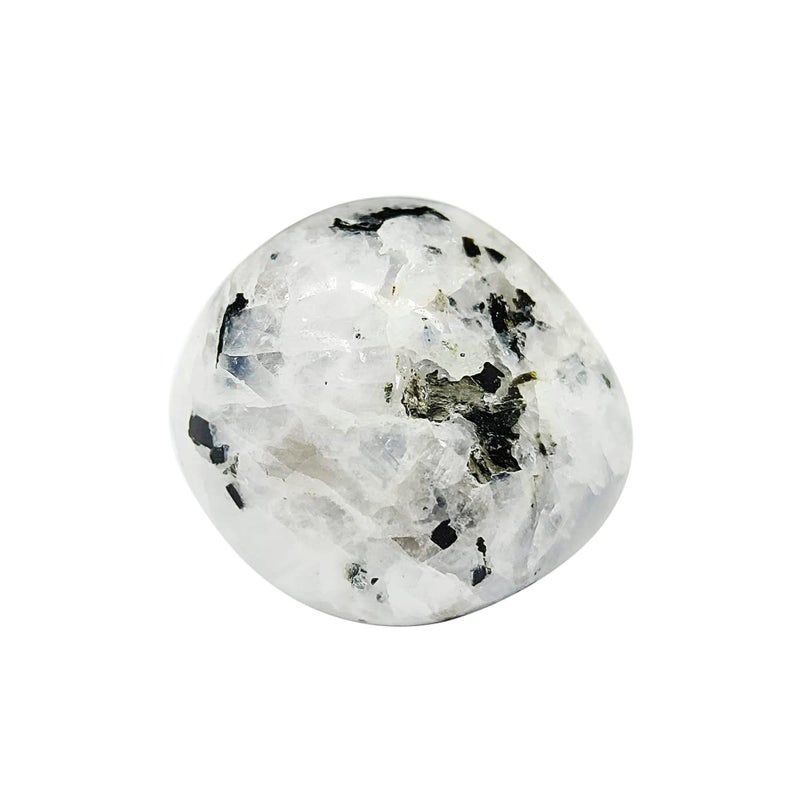 Shubhanjali Shubhanjali Reiki Healing Rainbow Moonstone Crystal Single Tumble Stone Raw Rainbow Moonstone Tumble Gemstone Pebble for Aquarium Home Decorative Garden Table Vastu Correction 1 Pc White  - Image 1