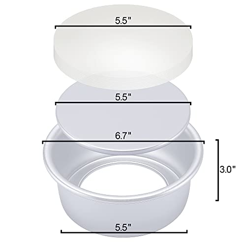 AWTBDP 6 Inch Round Cake Pan Set of 4, Nonstick Aluminum Baking Pans with 100 Sheets Parchment Paper, Cake Tins For Making Layered Cakes Deep Dish Pizza Quiches, Removable Bottom For Easy Quick Release - Image 2