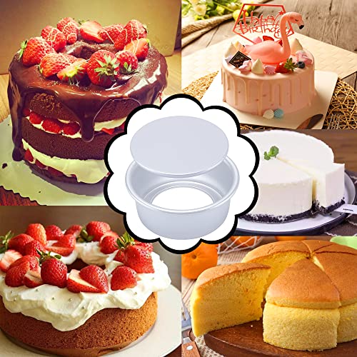 AWTBDP 6 Inch Round Cake Pan Set of 4, Nonstick Aluminum Baking Pans with 100 Sheets Parchment Paper, Cake Tins For Making Layered Cakes Deep Dish Pizza Quiches, Removable Bottom For Easy Quick Release - Image 4