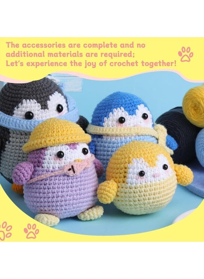 Relex 4-Piece Penguins Dolls, Crochet Kit for Beginners, Crochet Set for Kids, Crocheting Knitting Kit, Includes All Crochet Accessories and Step-by-Step Video Tutorials - Image 3