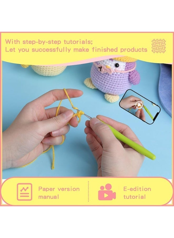 Relex 4-Piece Penguins Dolls, Crochet Kit for Beginners, Crochet Set for Kids, Crocheting Knitting Kit, Includes All Crochet Accessories and Step-by-Step Video Tutorials - Image 2