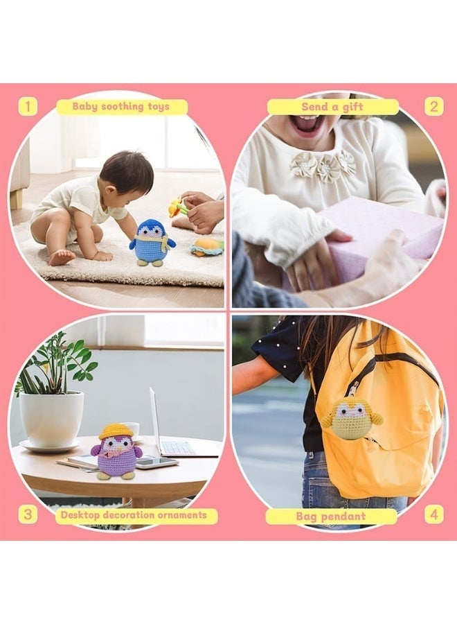 Relex 4-Piece Penguins Dolls, Crochet Kit for Beginners, Crochet Set for Kids, Crocheting Knitting Kit, Includes All Crochet Accessories and Step-by-Step Video Tutorials - Image 4