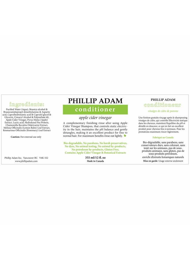 PHILLIP ADAM Apple Cider Vinegar Shampoo and Conditioner Set for All Types of Hair - Sulfate Free - pH Balancing - 12 Ounce Each - Image 3