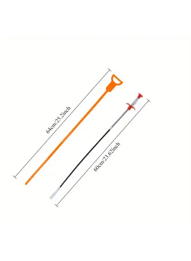 مجموعة إزالة انسداد المصرف 7 قطع بمقاسات 25 بوصة و24 بوصة للحوض وحوض الاستحمام والمرحاض - Image 3